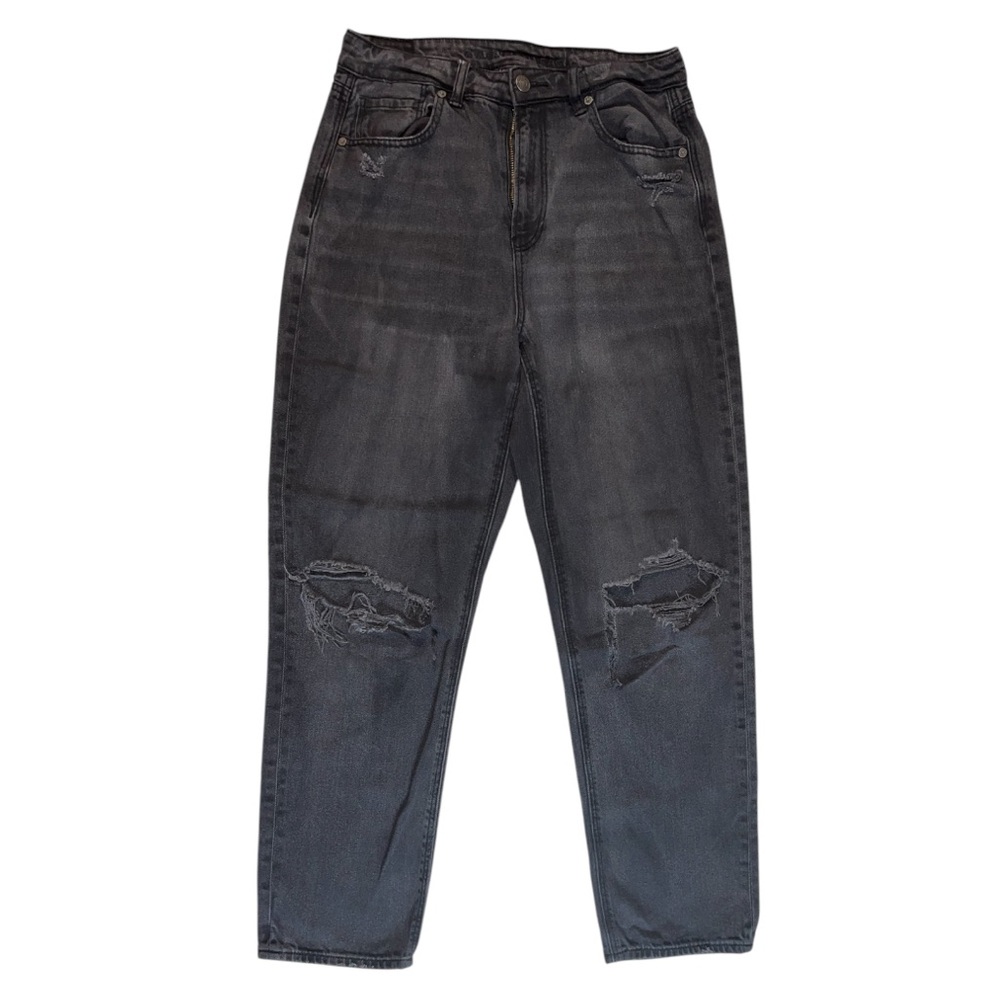 American Eagle Women’s Ripped Mom Jeans in Black | Size 8 Regular